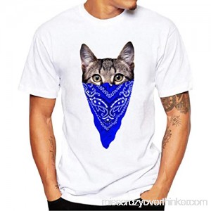 MISYAA Cat Cartoon T Shirts for Men Cowboy White Tee Shirt Short Sleeve Sweatshirt Muscle Tank Top Pals Gifts Mens Tops Blue B07NCS237M